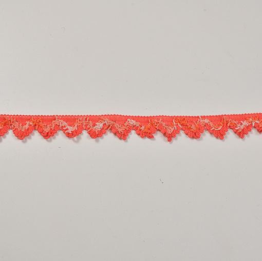 Кораллово-розовая хлопковая тесьма "зубчики"