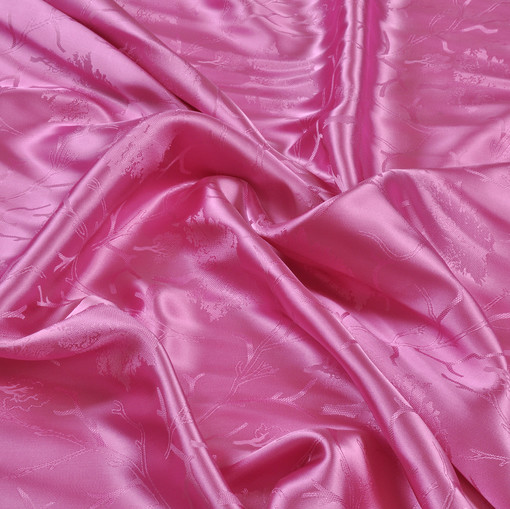 Вискозная подкладочная ткань жаккардового плетения ярко-розового цвета