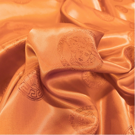 Подкладка вискозная с логотипами Versace ярко-оранжевого цвета