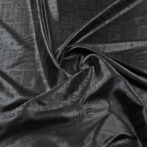 Стрейчевый жаккардовый подклад Angelo Marani, цвет – черный