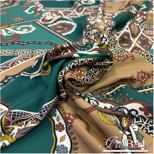 Вискоза плательная принт ETRO геометрия и пейсли в горчичноной гамме