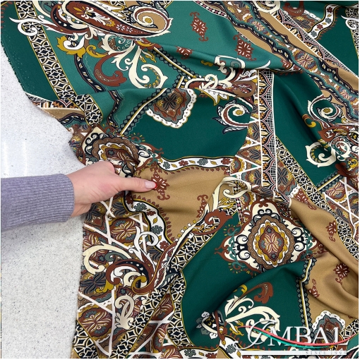 Вискоза плательная принт ETRO геометрия и пейсли в горчичноной гамме