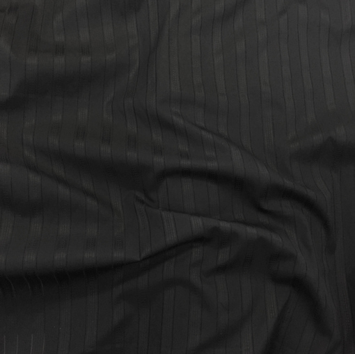 Хлопок рубашечный жаккардовый  в прозрачную полоску черного цвета