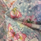 Хлопок тонкий принт Blumarine цветы и  бабочки на голубом фоне