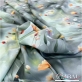 Вискоза плательная штапель принт Blumarine нежные полевые цветы на серо-мятном фоне