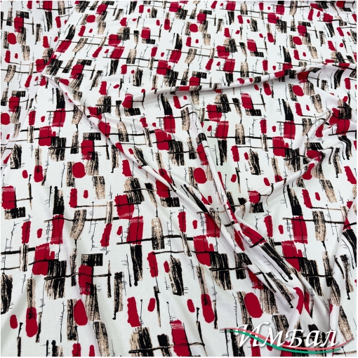 Вискоза плательная принт красно-черная геометрия