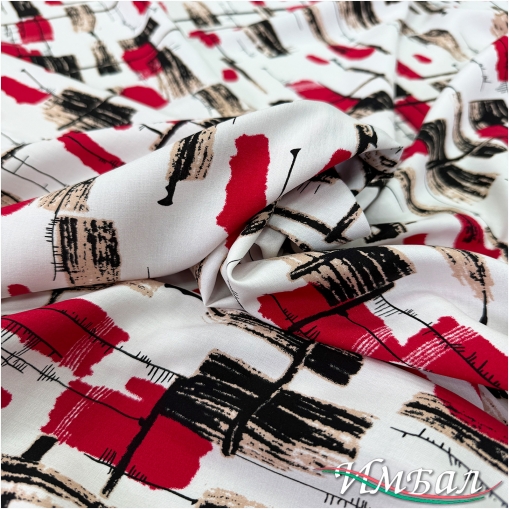 Вискоза плательная принт красно-черная геометрия