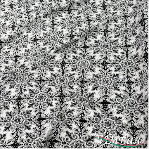 Вискоза плательная струящаяся принт кружевной черно-белый орнамент