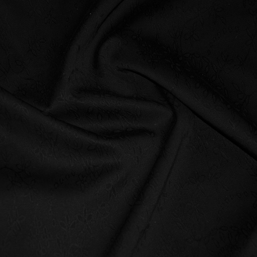 Жаккардовый черный костюмный хлопок с мелким рисунком