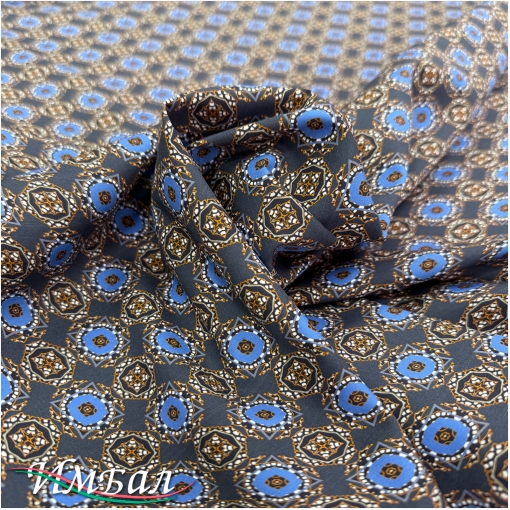 Хлопок стрейч плательно-рубашечный геометрия в сине-серых тонах