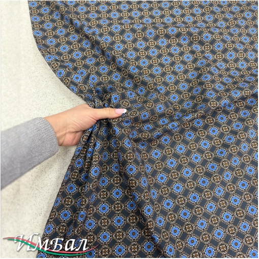 Хлопок стрейч плательно-рубашечный геометрия в сине-серых тонах