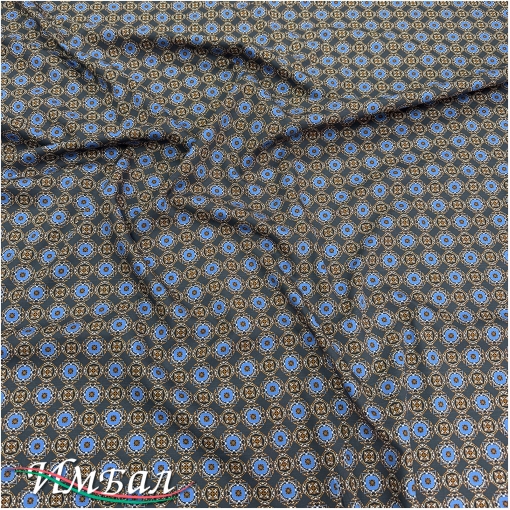 Хлопок стрейч плательно-рубашечный геометрия в сине-серых тонах
