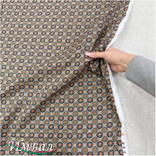 Хлопок стрейч плательно-рубашечный геометрия в кофейных тонах