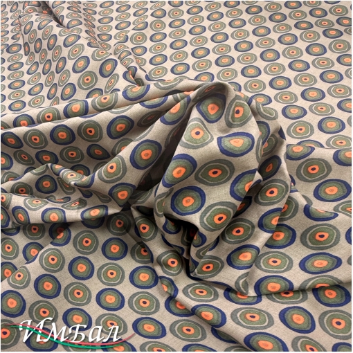 Хлопок стрейч плательно-рубашечный геометрия в кофейных тонах