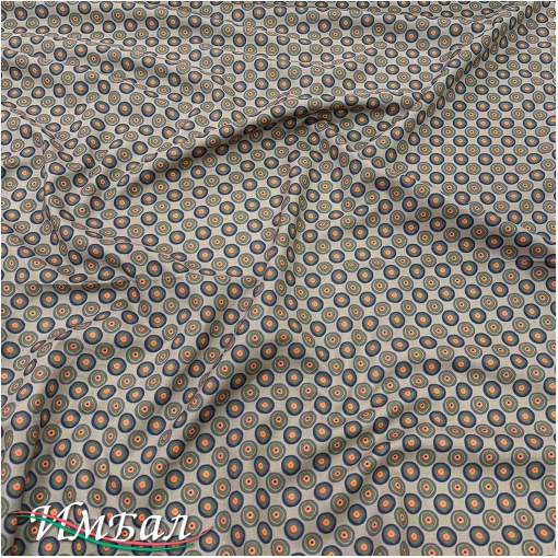 Хлопок стрейч плательно-рубашечный геометрия в кофейных тонах