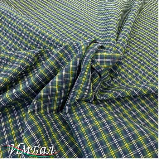 Хлопок рубашечно-костюмный фактурный мелкая правильная клетка