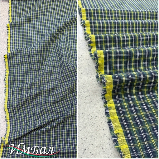 Хлопок рубашечно-костюмный фактурный мелкая правильная клетка