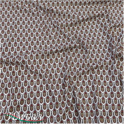 Хлопок рубашечно-плательный стрейч принт павлиньи перья