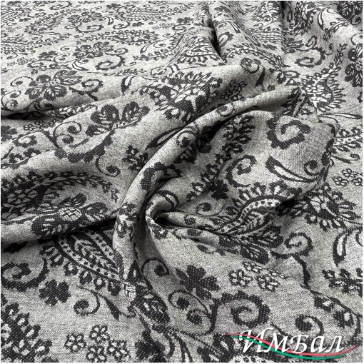 Вискоза плательная струящаяся принт серые пейсли на дымчатом фоне под джинс