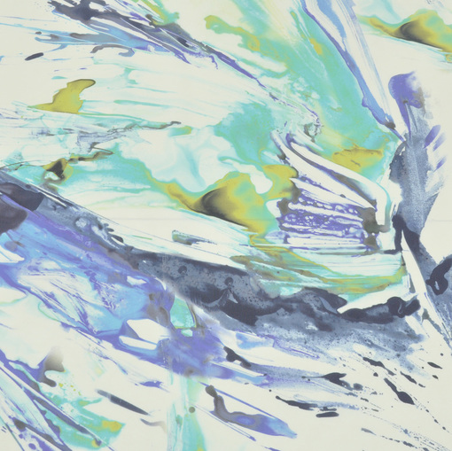 Плащевка в сине-желтых тонах с абстрактным рисунком