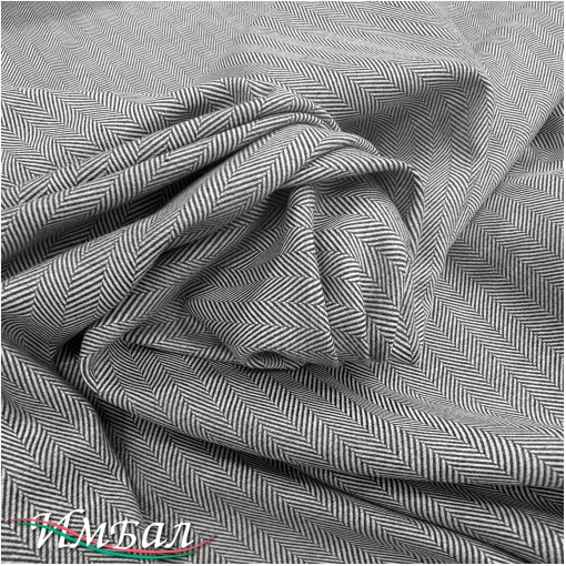 Хлопок со льном стрейч плательно-рубашечный серая ёлочка