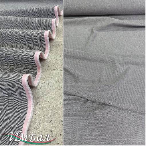 Хлопок со льном стрейч плательно-рубашечный серая ёлочка