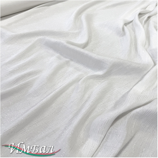 Хлопок со льном нарядный плательный "серебристый дождик" на белом фоне