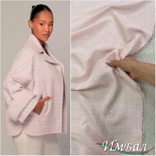 Шанель летняя мягкая костюмно-плательная розово-пудрового цвета