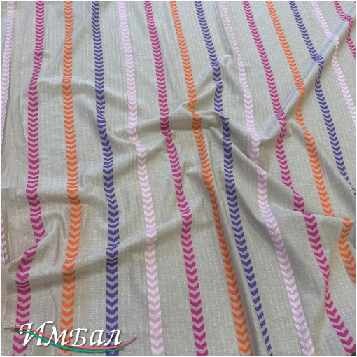 Лен с вискозой костюмно-плательный вышитые разноцветные елочки