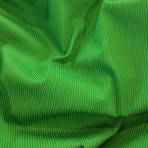 Хлопок стрейч ярко-зеленого цвета в мелкую полоску