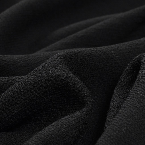 Костюмно-плательная шерстяная черная ткань креповая