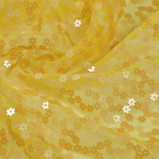 Пайетки желтого цвета на сетке