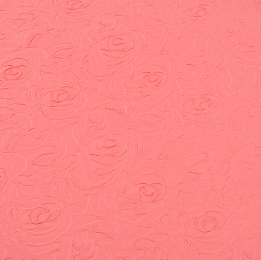 Объемный трикотаж Scuba кораллового цвета с розами