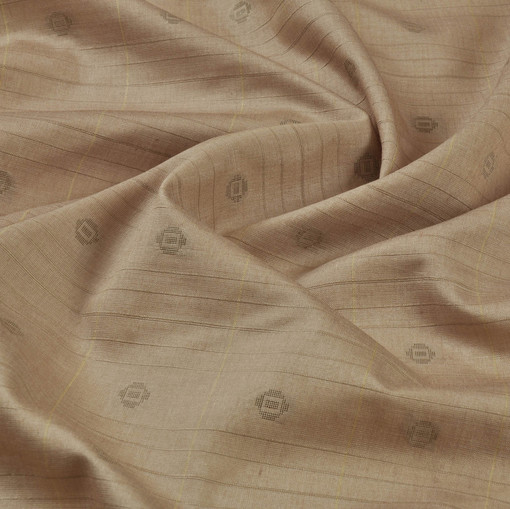 Итальянский шелк для сорочек цвета капучино с набивным рисунком