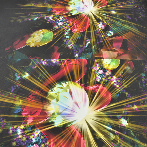 Вискоза-стрейч купон с рисунком из ярких кристаллов