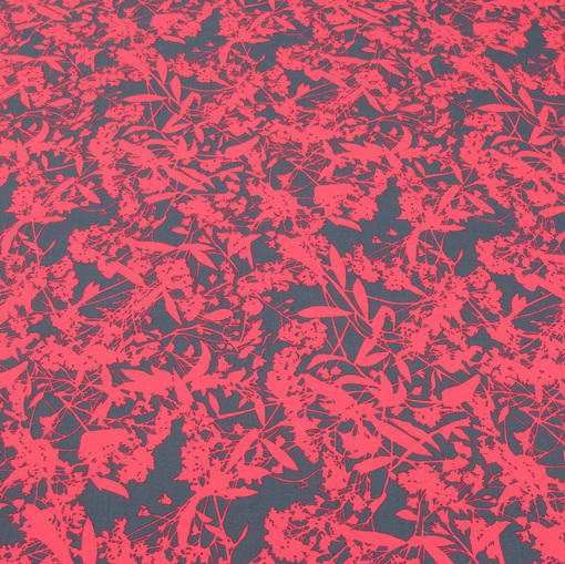 Вискоза блузочно-плательная красно-разбеленого цвета с серым рисунком
