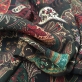 Вискоза плательная креповая ETRO огурцы и вензеля в баклажанно-зеленых тонах