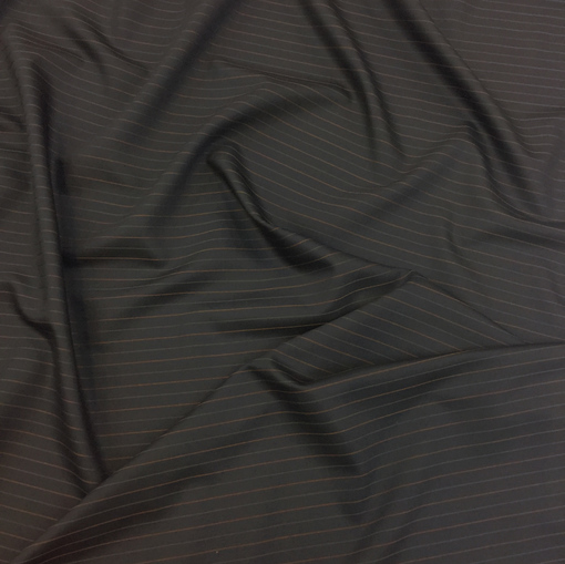 Ткань костюмная тонкая шерсть серого цвета в терракотовую полоску 