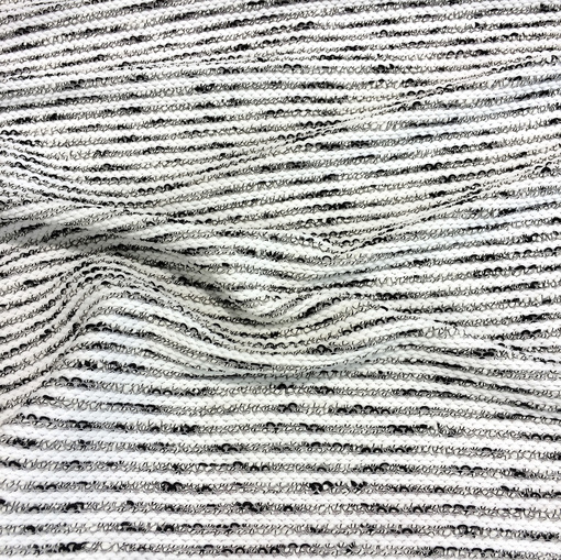 Трикотаж вискозный буклированный серо-белая полоска