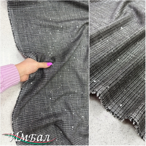 Твид костюмно-плательный стрейч дизайн PINKO с элегантными пайетками 