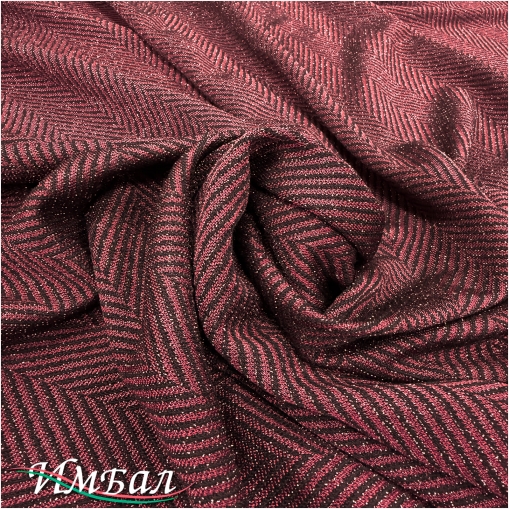 Трикотаж нарядный стрейч дизайн Pinko елочка цвета бордо с люрексом 