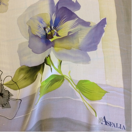 Шелковый платок шифон узкий цветочный принт Asfalia