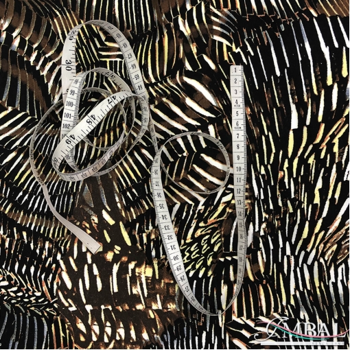 Трикотаж вискозный мягкий плотный принт стилизованная зебра в желто-коричневой гамме