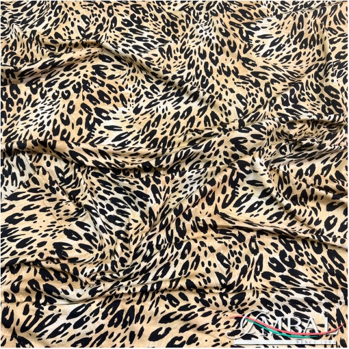 Трикотаж вискозный стрейч принт Roberto Cavalli  леопард в песочной гамме