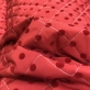 Ткань курточная стеганная двухсторонняя принт Versace флоковые горошки на красном фоне