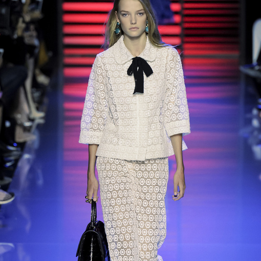 Кружево хлопковое Alberta Ferretti молочного цвета 