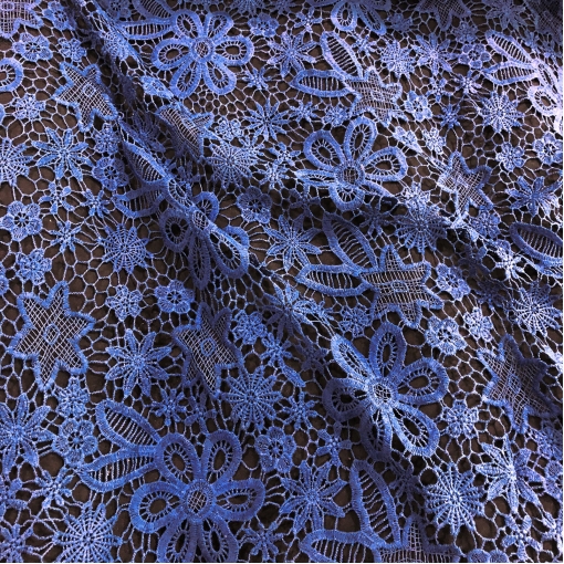 Кружево хлопковое макраме Alberta Ferretti средне-синего цвета 