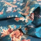 Хлопок жаккардовый стрейч Blumarine хризантемы на пыльно-синем фоне