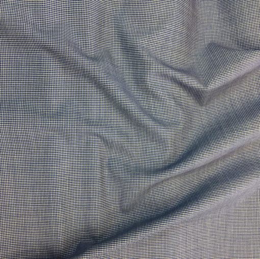 Ткань костюмная Prada шерсть с шелком мелкая синяя клетка