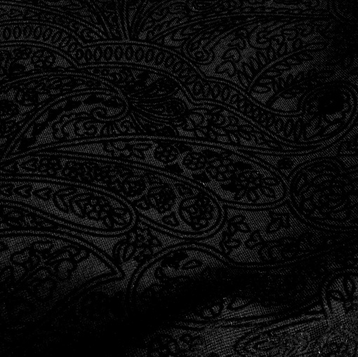 Жаккард смесовый черный с флоковым рисунком